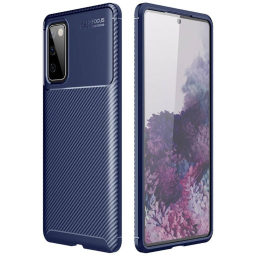 Apple iPhone 12 / 12 Pro 2020 (6.1) Carbon Fiber ütésálló szilikon tok kék