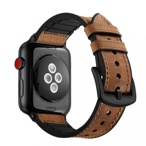 XPRO™ Apple Watch szilikon / bőr szíj Barna Apple Watch 42mm (S1-S3) / 44mm / 45mm / 46mm / 49mm készülékhez