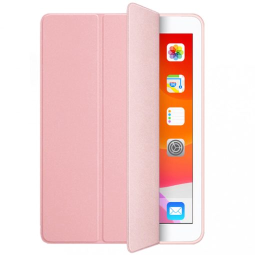 XPRO Smart Book tok pencil tartóval és teljesen átlátszó szilikon hátlappal pink Apple Ipad 9,7" 2017 készülékhez