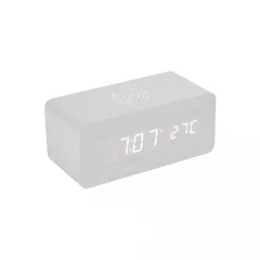   XPRO™ Digitális ébresztőóra vezeték nélküli QI töltővel fehér 5W