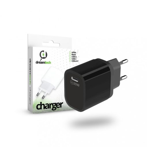 Dreamtech Charger Black 20W QC3.0 Type C hálózati gyors töltő adapter