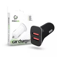   Dreamtech 2.4A FEKETE Autós töltő Dual USB-A csatlakozókkal