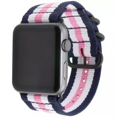  XPRO™ Apple Watch szőtt műanyag szíj Apple Watch 42mm (S1-S3) / 44mm / 45mm / 46mm / 49mm készülékhez rózsaszín / fekete csíkos