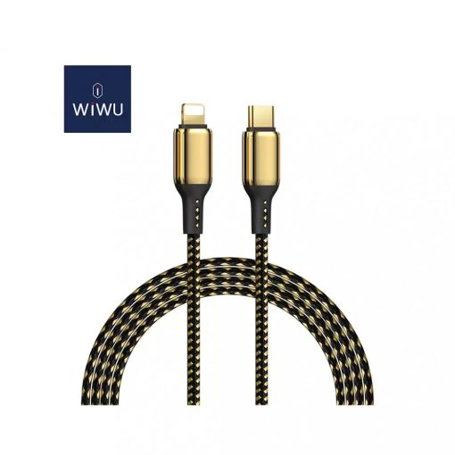 WIWU GD-103 Aranyozott braided USB-C / Lightning kábel 20W fekete / arany 1.2M