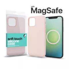   XPRO™ MagSafe rögzítésű Soft Touch Szilikon tok Apple Iphone 14 Pro Max készülékhez - krétarózsaszín