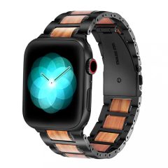   XPRO™ Apple Watch rozsdamentes acél fa berakással szíj Fekete / Barna Apple Watch 42mm (S1-S3) / 44mm / 45mm / 46mm / 49mm készülékhez