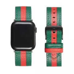   XPRO™ Apple Watch bőr szíj Sötétzöld / Piros Apple Watch 38mm / 40mm / 41mm / 42mm (S10) készülékhez