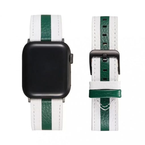 XPRO™ Apple Watch bőr szíj Fehér / Sötétzöld 38mm/40mm/41mm