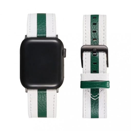 XPRO Apple Watch bőr szíj Fehér / Sötétzöld 42mm/44mm/45mm/49mm