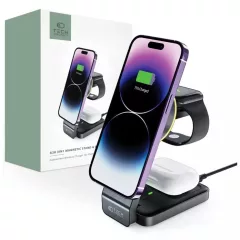   Tech-Protect QI15W-A28 3in1 MagSafe QI vezeték nélküli töltőállomás fekete