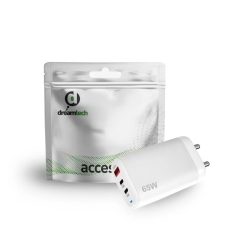   Dreamtech Charger Fehér 65W 1*USB-A, 2*USB-C hálózati gyorstöltő adapter