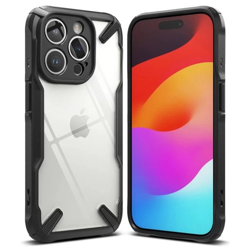 Ringke Fusion X ütésálló átlátszó / fekete tok Apple Iphone 15 Pro készülékhez