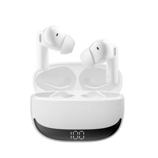 BWOO BW40 TWS ANC Bluetooth fülhallgató LCD kijelzővel fehér