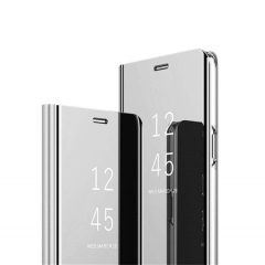   Clear View Samsung J405 Galaxy J4 Plus / J605 Galaxy J6 Plus (2018) ezüst oldalra nyíló tükrös 