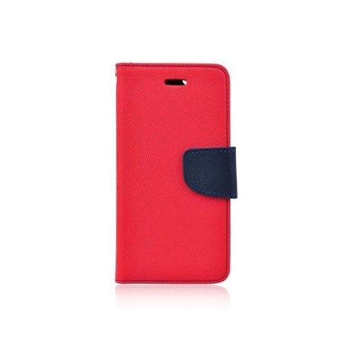 Fancy Huawei Ascend Y3 (2018) oldalra nyíló mágneses könyv tok szilikon belsővel piros - kék