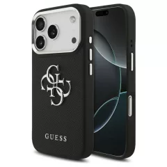   Guess Grained Big 4G Classic Logo tok iPhone 17 Pro készülékhez fekete