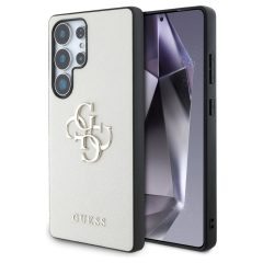   Tok Guess barázdált Big 4G Logo Small Classic Logo Samsung Galaxy S25 Ultra készülékhez bézs