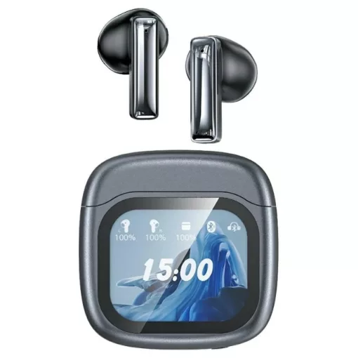 AWEI TP100 ENC vezeték nélküli fejhallgatók Bluetooth 5.4 TWS + dokkoló állomás fekete
