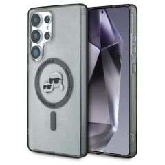   Karl Lagerfeld Button Karl & Choupette Heads Printed Logo tok, MagSafe, Samsung Galaxy S25 Ultra készülékhez, fekete