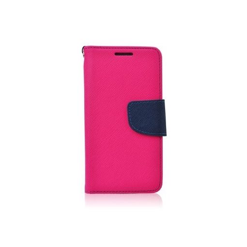 Fancy Apple iPhone X / XS oldalra nyíló mágneses könyv tok szilikon belsővel pink - kék