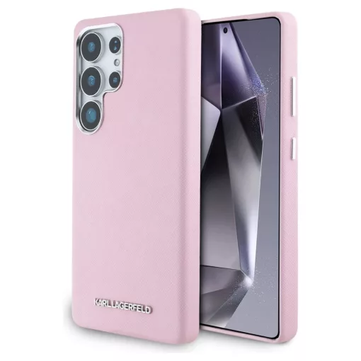 Karl Lagerfeld Saffiano Full Wrapped Elongated Metal Logo MagSafe tok Samsung Galaxy S25 készülékhez