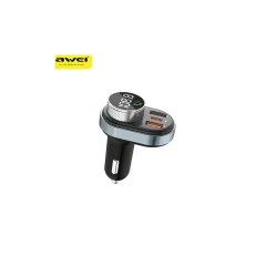   AWEI C-843 kihangosító készlet FM adóval, Bluetooth 5.0, MP3, 1xUSB+1xUSB-C, fekete