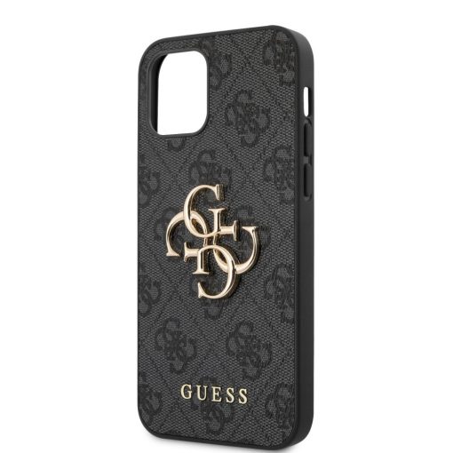 Guess Apple iPhone 12 Pro Max 2020 (6.7) PU 4G Metal Logo Case hátlapvédő tok fekete (GUHCP12L4GM