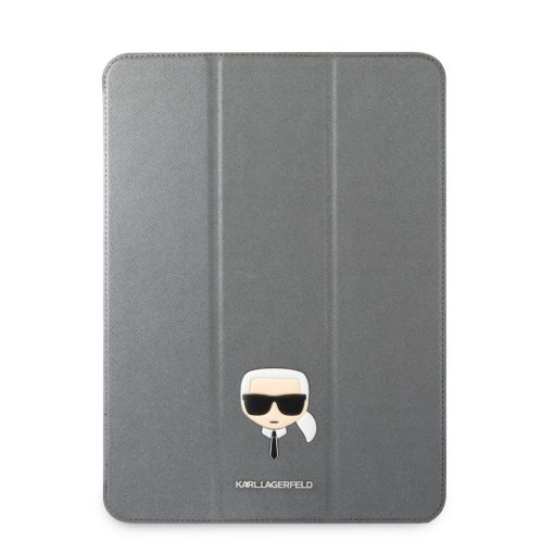 Karl Lagerfeld Apple iPad Pro 11 (2021) Metal Saffiano oldalra nyíló könyv tok ezüst (KLFC11OKHG