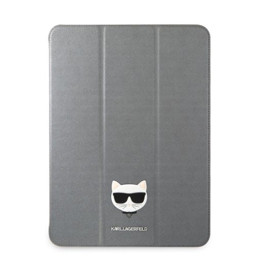 Karl Lagerfeld Apple iPad Pro 11 (2021) Choupette Head Saffiano oldalra nyíló könyv tok ezüst (K
