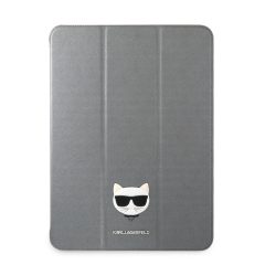   Karl Lagerfeld Apple iPad Pro 12.9 (2021) Choupette Head Saffiano oldalra nyíló könyv tok ezüst 