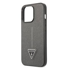   Guess PU Saffiano Triangle Apple iPhone 13 Pro (6.1) hátlapvédő tok ezüst (GUHCP13LPSATLG)