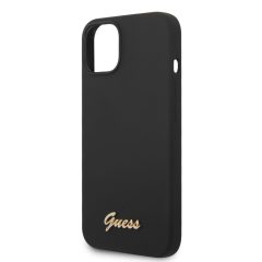   Guess Apple iPhone 14 Plus (6.7) Liquid Silicone Metal Logo hátlapvédő tok fekete (GUHCP14MSLSMK)