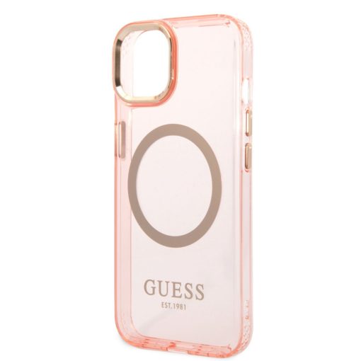 Guess Apple iPhone 14 Plus (6.7) Translucent MagSafe hátlapvédő tok pink (GUHMP14MHTCMP)