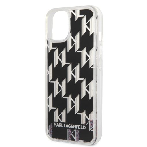Karl Lagerfeld Monogram Liquid Glitter Apple iPhone 14 Plus (6.7) hátlapvédő tok fekete (KLHCP14M
