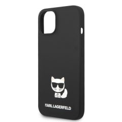   Karl Lagerfeld Liquid Silicone Choupette Apple iPhone 14 (6.1) hátlapvédő tok fekete (KLHCP14SSLC