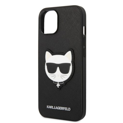 Karl Lagerfeld PU Saffiano Choupette Head Apple iPhone 14 (6.1) hátlapvédő tok fekete (KLHCP14SSA