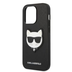   Karl Lagerfeld PU Saffiano Choupette Head Apple iPhone 14 Pro (6.1) hátlapvédő tok fekete (KLHCP1