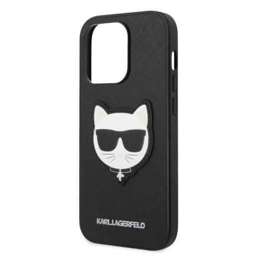 Karl Lagerfeld PU Saffiano Choupette Head Apple iPhone 14 Pro (6.1) hátlapvédő tok fekete (KLHCP1