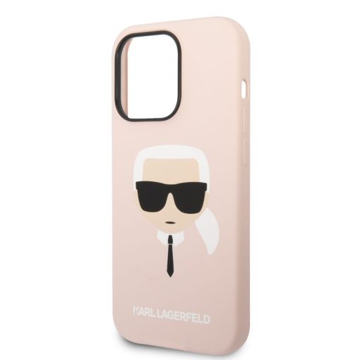 Karl Lagerfeld Liquid Silicone Karl Head Apple iPhone 14 Pro (6.1) hátlapvédő tok pink (KLHCP14LS