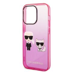   Karl Lagerfeld Gradient Karl and Choupette Apple iPhone 14 Pro (6.1) hátlapvédő tok pink (KLHCP14