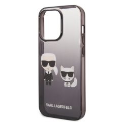   Karl Lagerfeld Gradient Karl and Choupette Apple iPhone 14 Pro (6.1) hátlapvédő tok fekete (KLHCP