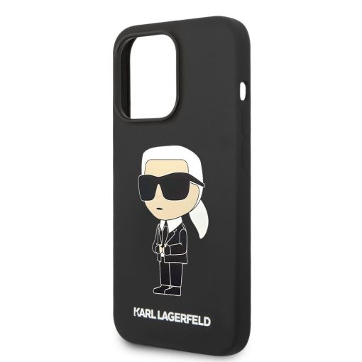 Karl Lagerfeld Liquid Silicone Ikonik NFT Apple iPhone 14 Pro (6.1) hátlapvédő tok fekete (KLHCP1