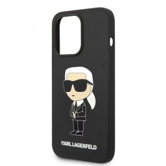   Karl Lagerfeld Liquid Silicone Ikonik NFT Apple iPhone 14 Pro Max (6.7) hátlapvédő tok fekete (KL