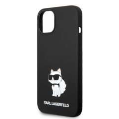   Karl Lagerfeld Liquid Silicone Choupette NFT Apple iPhone 14 (6.1) hátlapvédő tok fekete (KLHCP14