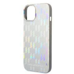   Karl Lagerfeld Iridescent Monogram Apple iPhone 14 Plus (6.7) hátlapvédő tok ezüst (KLHCP14SLGMM