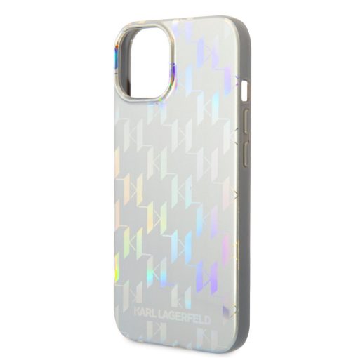 Karl Lagerfeld Iridescent Monogram Apple iPhone 14 Plus (6.7) hátlapvédő tok ezüst (KLHCP14SLGMM