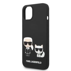   Karl Lagerfeld and Choupette Liquid Silicone Apple iPhone 14 Plus (6.7) hátlapvédő tok fekete (KL
