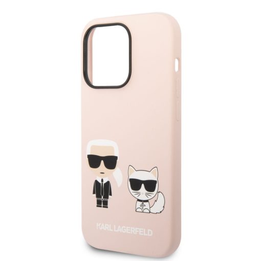 Karl Lagerfeld and Choupette Liquid Silicone Apple iPhone 14 Pro (6.1) hátlapvédő tok pink (KLHCP