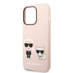   Karl Lagerfeld and Choupette Liquid Silicone Apple iPhone 14 Pro Max (6.7) hátlapvédő tok pink (K
