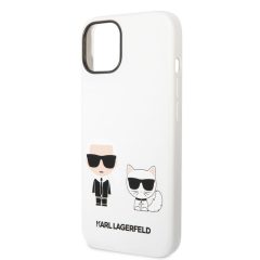   Karl Lagerfeld and Choupette Liquid Silicone Apple iPhone 14 Plus (6.7) hátlapvédő tok fehér (KL